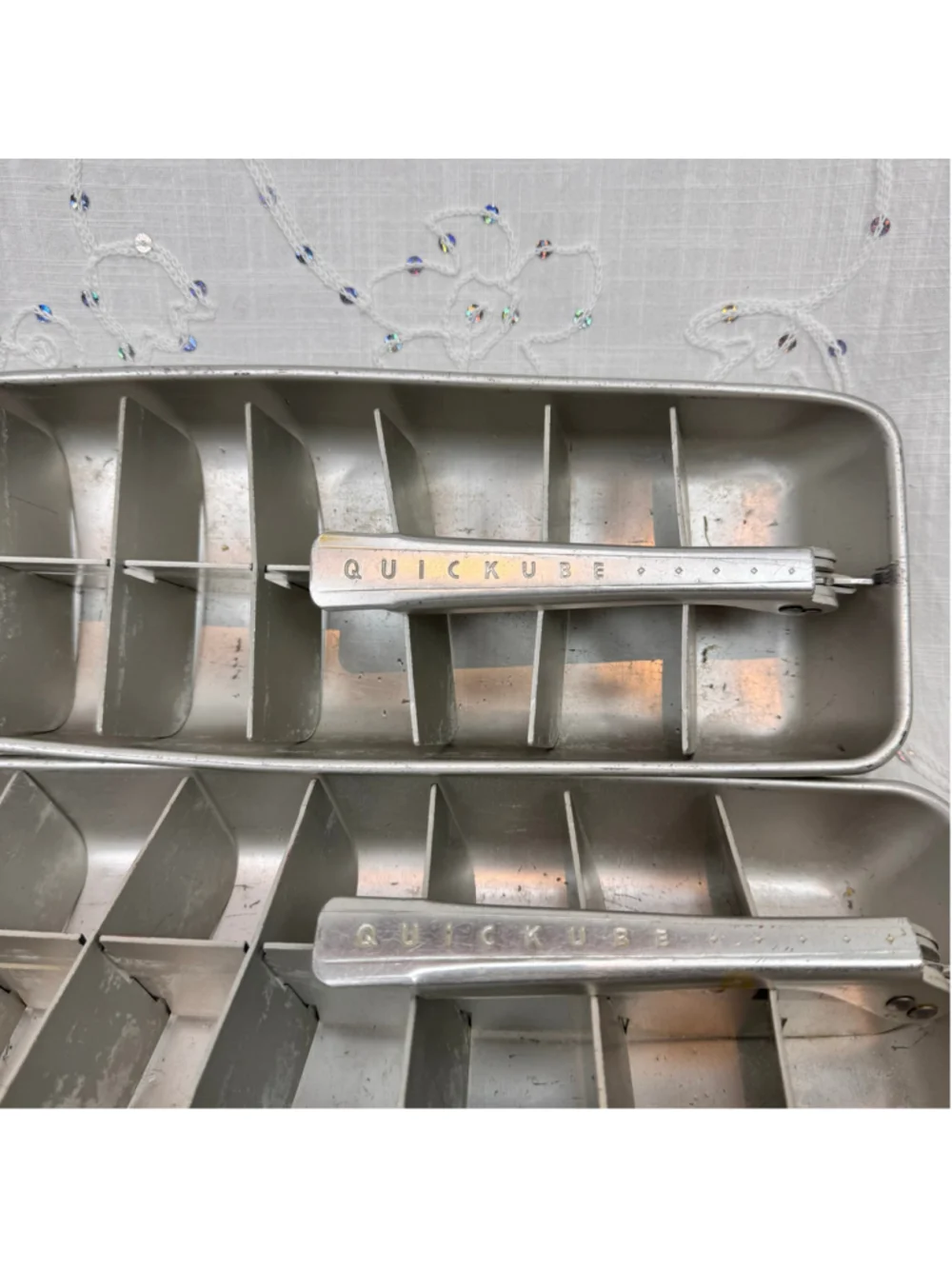 Vintage Frigidaire Quickube Ice Cube Trays Set of 2 | 1950s Aluminum Ice Trays